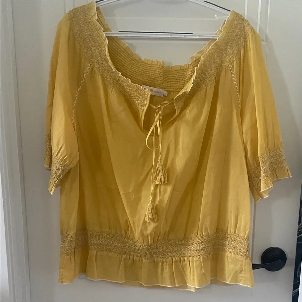 Tory Burch Yellow Smocked Blouse